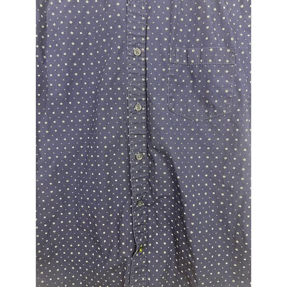 Haggar Navy Blue with White Floral Stamp Button Down Casual Shirt - Picture 3 of 6